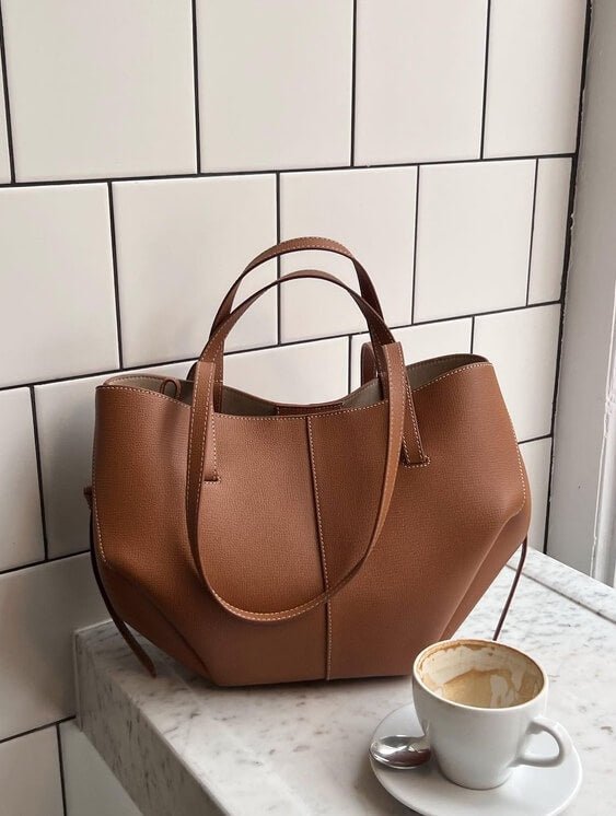 Women's Oversized Grain - Textured Tote Bag - Lexians