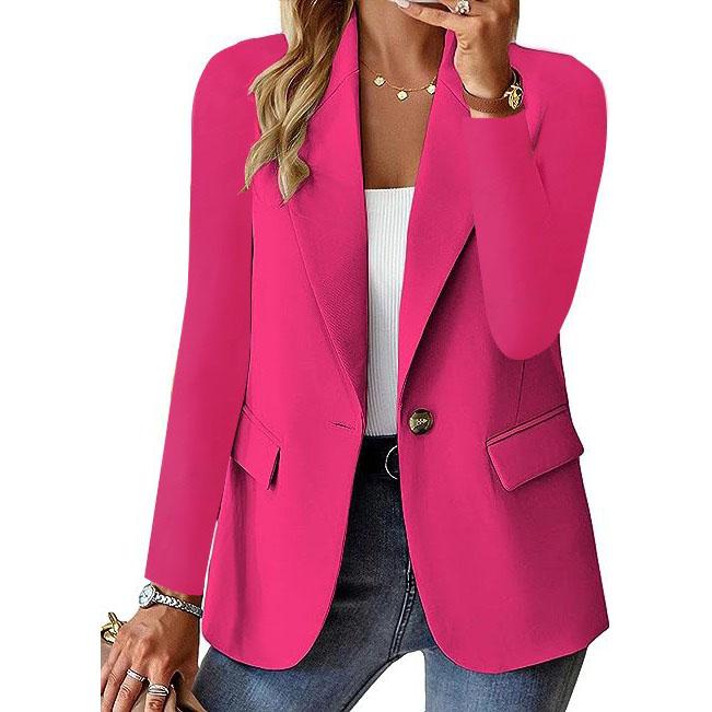 Women's sophisticated single-button blazer with tailored sharp fit and lapel collar, ideal for versatile styling and elegance