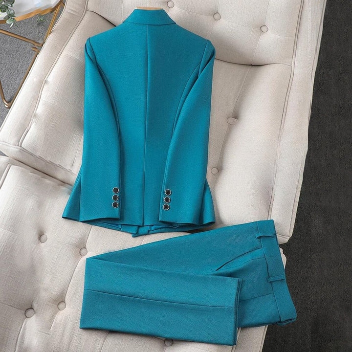 Women's Tailored Blazer & Pants Set in Luxe Poly - Blend - Lexians