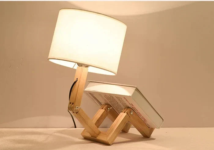 Tavvitaimp18 wooden robot desk lamp. Adjustable design, perfect for modern home decor & reading.